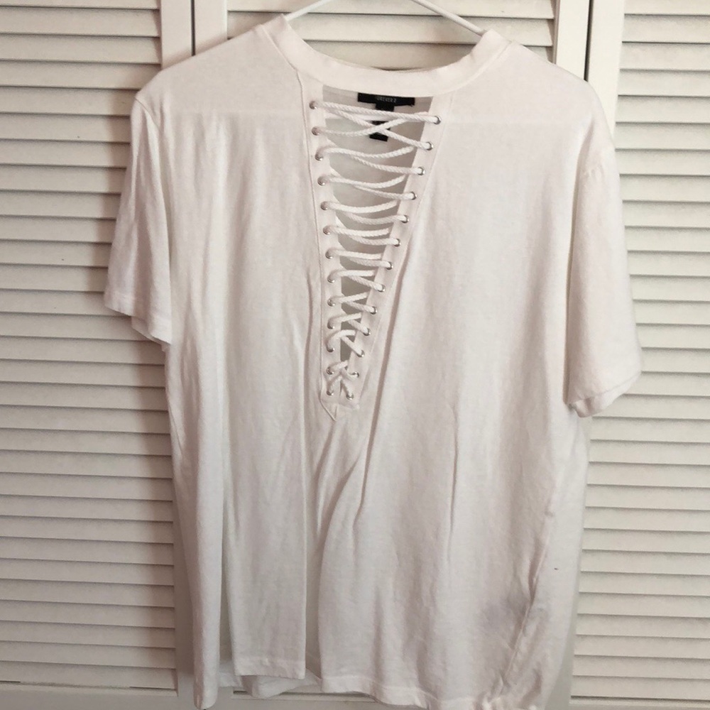 Forever 21 lace up white top